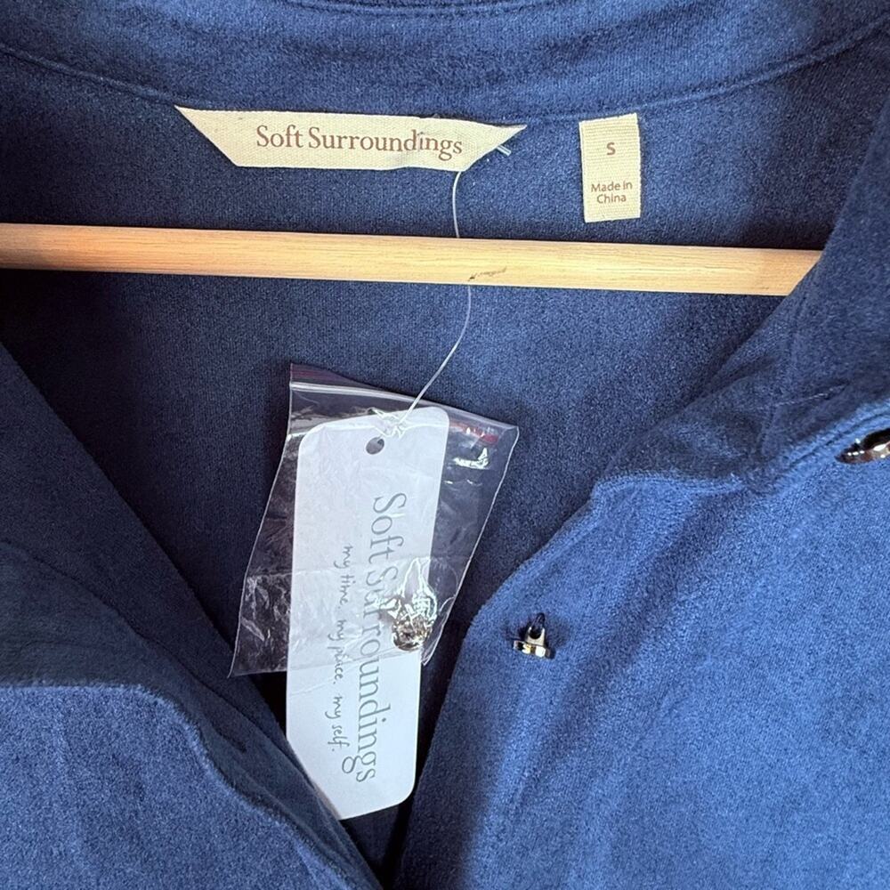NWT Soft Surroundings Robin Faux Suede Shirt Dress Navy Blue Small - Picture 4 of 9
